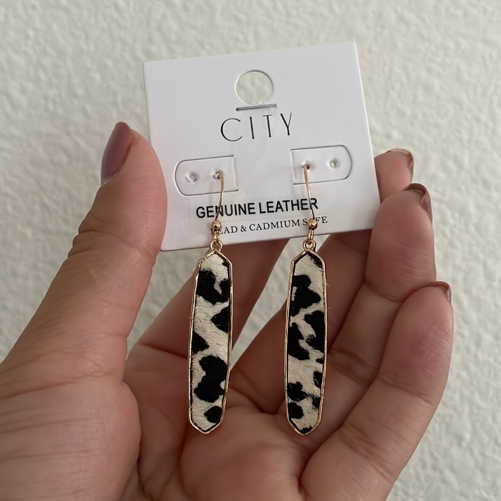 NEW City Earrings in Cow Print